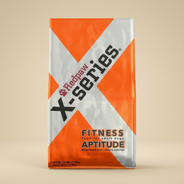 RedPaw X-Series Fitness 26lb bag on warm beige studio background