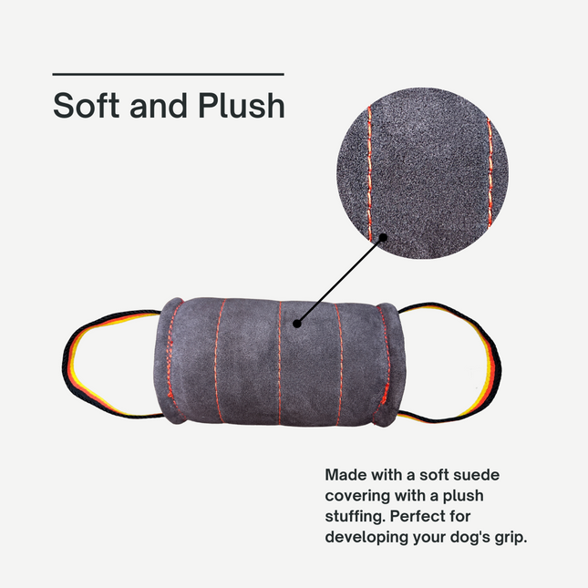 Cylinder Suede Tug | Working Dog Grip-Development Tug, K9 Academy
