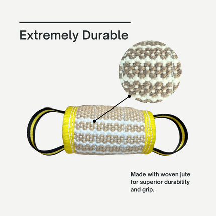 Jute Cylinder Bite Tug | Working Dog Grip Builder, K9 Academy