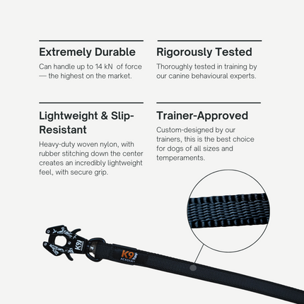 Grip Leash with K9 Academy Clasp | 4ft and 6ft Non-Slip Dog Leash