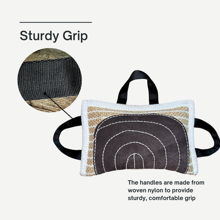 Jute Bite Pillow with Suede Cover | Three-Handle Working Dog Tool