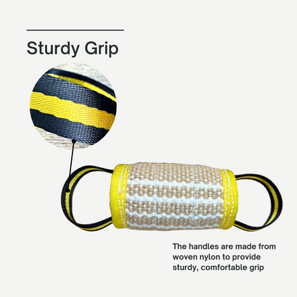 Jute Cylinder Bite Tug | Working Dog Grip Builder, K9 Academy